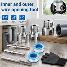 3PCS Integrated Pvc Pipe Threader Tool - 1/2" & 3/4" & 1" Dual-Function Internal External Pipe Threading Tool For Water Pipe, Duty Pipe Thread Cutting Tool Set-Electric Drill Compatible Heavy - Silver - View 5