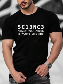 Men's Casual T-Shirts Science Make You Thing Outside The Box Prints Tops Tees Short Sleeve Vintage T-Shirt Clothing Men's Tops - Black - View 1