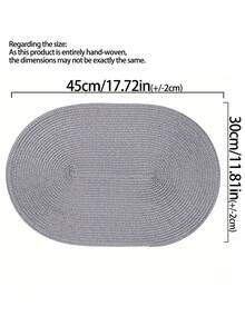 45*30cm Light Gray Oval Plastic Woven Placemat, 4.72 Inch Coaster, Easy To Clean, Non-Slip, Heat Resistant. Decorative Mat, Wrinkle-Resistant, Suitable For Party, Wedding, Housewarming, Christmas, Halloween, Thanksgiving, Mother's Day - Light Grey - View 8