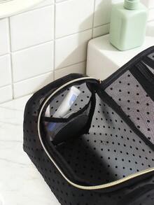 1/2pcs Portable Mesh Makeup Bag For Women, Large Capacity Mesh Toiletry Bag With Hanging Hook, Travel Wash Bag, Hanging Cosmetic Organizer, Toiletries Storage Bag, Essential Organizer For Business Trip And Travel - Multicolor - View 4