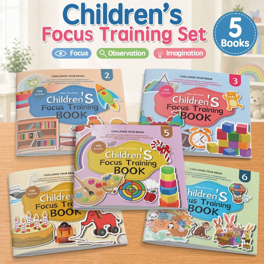 Kids Focus And Critical Thinking Activity Book Set 5 Books Spatial Reasoning Pattern Recognition Everyday Life Color Matching Logic Puzzles Brain Training Workbook For Homeschool Classroom Travel And Educational Gift