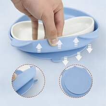 Silicone Baby Feeding Set 5pc, Anti-Choke Spoon & Fork, Waterproof Bib, Easy-Clean, 6M+, New Mom Gift - Blue - View 3