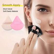1/3pcs Triangle Powder Puff, Setting Powder Puff, Fan-Shaped Powder Puff, Fingertip Powder Puff, A Specialized Beauty Tool For Individuals And Makeup Artists, Compatible With Mirrors Featuring An Owl Design – An Ideal Gift For Women, A Complimentary Item With No Cost. - Multicolor - View 2