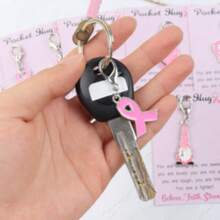 11pcs Pink Breast Cancer Awareness Keychains For Women, Hope & Strength Alloy Pendant With Inspirational Quote Cards, Thoughtful Gift For Breast Cancer Fighters, Team Support Gift, Breast Cancer Awareness Month Supplies, Pink Ribbon, Pink October - Multicolor - View 6