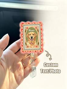 Personalized Dog Badge Reel, Custom Pet Watercolor Photo Badge Reel, Nurse Badge Reel, Dog Mom Gift - Multicolor - View 2