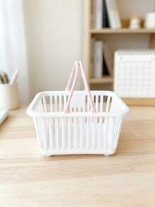 Mini Plastic Handheld Storage Basket With Portable Handle, Hollow Ventilated Organizer Bucket, Macaron Color, Multi-Purpose Desktop Bathroom Dormitory Tray, Suitable For Cosmetics, Small Items, Daily Supplies Storage And Organization - Multicolor - View 15