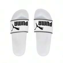 Sandal Selop Pantai PUMA Leadcat, Trim Kulit, Anti Selip, Unisex, Putih/Hitam - Putih - View 6