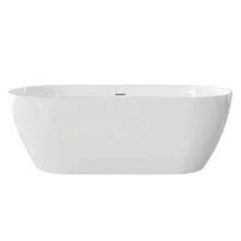 63" Freestanding Solid Surface Bathtub, Luxury Engineered Stone Resin Freestanding Soaking Bathtub With Overflow And Pop-Up Drain For Contemporary Bathroom, Glossy White TH-25S03-63GW - Glossy White - View 7
