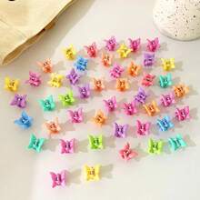 50pcs Mini Random Brown Matte Butterfly Hair Clips, Small Hair Claws - Multicolor - View 5