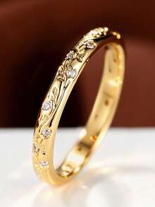 1pc Elegant Cubic Zirconia Ring For Women, Wedding Engagement Party Jewelry, Valentine's Day Gift - 1# - View 1