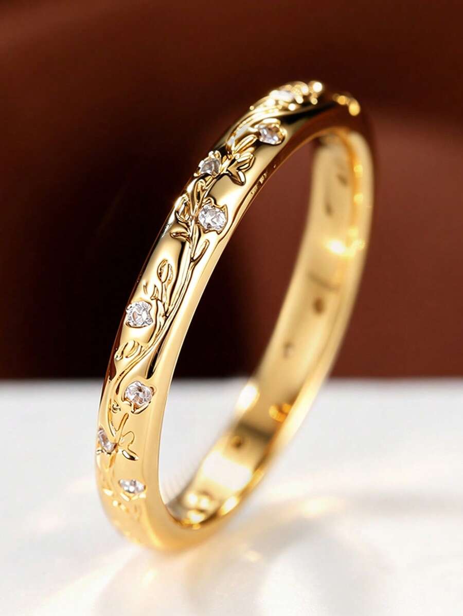 1pc Elegant Cubic Zirconia Ring For Women, Wedding Engagement Party Jewelry, Valentine's Day Gift - 1# - View 1