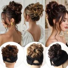 Women's Synthetic Wavy Bun Hair Extensions, Messy Curly Bun Hair Piece, Clip-In Hair Accessory, Donut Bun Hair Extension - Multicolor - View 6