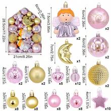 New 72pcs House Set Christmas Ball Painted Asymmetrical Electroplated Ball Christmas Tree Hanging Decor Holiday Decoration - 72 Pieces - View 12