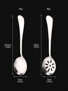 1pc Stainless Steel Thickened Serving Spoon, Long Handle Soup Spoon And Strainer For Home Use - View 2