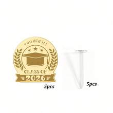 5 Set/10 Set Hiasan Kue Cupcake Cermin Emas untuk Wisuda, Selamat Wisuda 2026, Dekorasi Kue Pesta Wisuda - MultiWarna - View 19