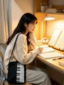 Classical Artistic Style Black And White Piano Key Shoulder Bag Student Crossbody Bag - Shoulder Bag - View 8