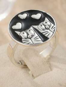 DIYCCPC Cute Cat Ring, A Fashionable And Creative Cat-Shaped Finger Ring, Suitable For Women To Wear, Can Be Used As A Gift For Girls' Gatherings, Bohemian Style. - Two-color - View 10