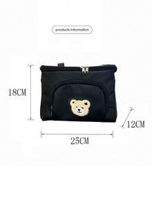 1pc Stroller Hanging Storage Bag, Large Capacity Multi-Pocket Organizer, Can Store Water Bottles, Diapers, Suitable For Travel - Black - View 7