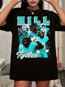 Tyreek Hill Dolphins Multi Helmet Shot Smoke Vintage  Football Graphic Tee - 黑色 - 查看 1