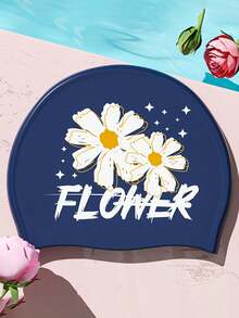 1pc Floral Print Silicone Waterproof Swim Cap, Soft Comfortable Floral Pattern Swimming Cap, Suitable For Women Adult Swimming Pool Water Sports - Multicolor - View 6