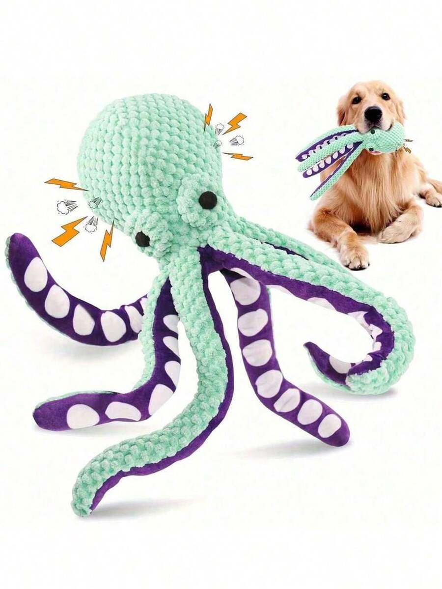 Octopus Squeaky Dog Toy, Durable Plush Interactive Chew Toy With Wrinkled Tentacles, Suitable For Small And Medium Dogs To Grind Teeth And Relieve Boredom, Suitable For Outdoor And Home Use - One Size - View 1