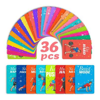 Nuevas 36 piezas Tarjetas Motivacionales de Fitness, Ilustraciones Vibrantes de Deportes con Citas de Energía Positiva, Tarjetas Inspiradoras para Decoración de Pared y Planificador, Tarjetas de Regalo para Vacaciones