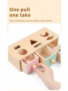 Kotak Pencocokan Bentuk 3 Laci Montessori, Kotak Tarik Keluar dengan Sisipan Bentuk Geometris Kayu, Mainan Puzzle Sensorik Edukasi Dini Bayi - MultiWarna - View 5