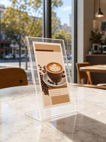 1/2/4pcs Acrylic Sign Holder, Transparent Plastic Display Stand, Transparent T-Shaped Plastic Display Stand, Photo Frame Display Stand, Suitable For Brochures, Menus, Flyers, Papers, Photos, Business Cards, Restaurant, Wedding , Office Or Desktop - Multicolor - View 5