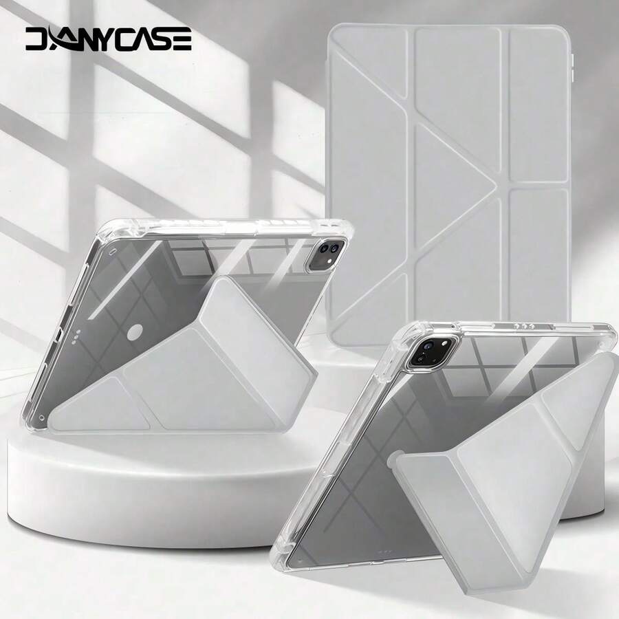 DANYCASE 纯色防震透明折叠保护套，适用于 iPad A16 2025、iPad Air 11/13、M2/M3、iPad Pro 11/13、M4 2024、iPad Air 4/5/10 代 10.9 英寸、iPad Pro 11 代、9 代、8 代、7 代 10.2 英寸、iPad Pro 12.9 英寸、4 代、5 代、6 代，春季生日礼物，办公商务之选。