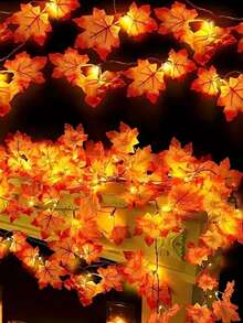 1pc Halloween Maple Leaf Light String, Maple Leaf LED Fairy Light, Indoor Festival Party Decoration, Maple Leaf Wall Hanging Light, Battery Powered,Fall Maple Leaf LED Light,Halloween Supplies,Artificial Maple Leaf - Huang Guang - View 5