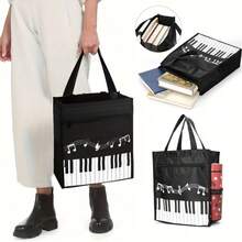Musical Note Sheet Bag, Music Tote Bag, Student Large Capacity Waterproof Sheet Music Bag, Fashionable Reusable Shopping Tote Bag, Shoulder Bag, Handbag, Foldable, Suitable For Students, Office Workers, Commuters, Laptop Bag, Backpack Accessories - Multiple Styles - View 2
