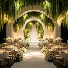 1/2/3/4/5/10pcs Artificial Hanging Amaranth Flowers, Floral Art, Hanging Floral Decor, Wedding Arch Decoration, Background Decoration - Green - View 5