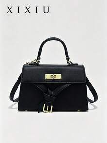 French-Style Small Square Handbag With Bow, Detachable Handle And Long Shoulder Strap, Perfect For Both Work And Everyday Wear. - Black - View 11