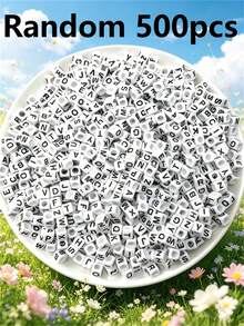 500/1000/1 包黑色壓克力字母珠 4x7mm - A 到 Z 字母吊飾，適用於 DIY 手鍊、項鍊、鑰匙圈和珠寶製作材料 - 彩色 - 查看 26