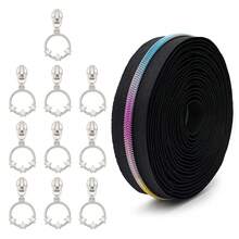 1 Set (Ritsleting 450cm + 10 Kepala Ritsleting), Ritsleting Gigi Elektroplating Hitam & Putih #5, Gigi Ritsleting Berbagai Warna, Kepala Ritsleting Bulat & Bintang Warna Senada, Cocok Untuk Dompet, Kantong Pakaian, Tekstil Rumah Tangga, Tas Penyimpanan, Ritsleting Pengganti DIY - 5#ddy-XXX - View 7