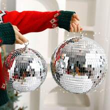 1pc Halloween Decorations Festival Decorative Ball Halloween/Christmas Disco Ball Cool & Fun Silver Hanging Party Ball - Large Party Decoration Party Design Lighting Ball Suitable For DJ Club Stage Bar Party Wedding Holiday Decor - Silver - View 2