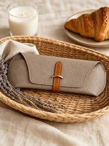 French Cream Style Soft Leather Eyeglass Case For Women, Portable Anti-Scratch Litchi Grain Fashion Glasses Storage Bag - Multicolor - View 4