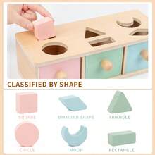 Montessori Educational Toy For Toddlers Hand-Eye Coordination Drawer Shape Matching And Sorting Early Learning Puzzle Toy - Multicolor - View 4