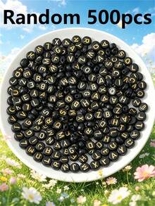 500/1000/1 包黑色壓克力字母珠 4x7mm - A 到 Z 字母吊飾，適用於 DIY 手鍊、項鍊、鑰匙圈和珠寶製作材料 - 彩色 - 查看 16