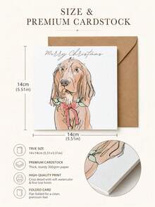 1pc Customized Watercolor Pet Photo Greeting Cards, Golden Retriever Christmas Greeting Cards, Personalized Dog Christmas Blessing Cards With Envelopes, Pet Owner Holiday Gift Cards. - Multicolor - View 2