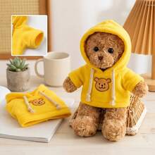 20cm 30cm 40cm 50cm Doll Clothes Yellow Bear Embroidered Fleece Hoodie With Drawstring Soft Mini Hooded Sweatshirt For Plushie Photography And Doll Collection - Yellow - View 3