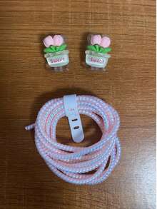 Flower Design Cable Protector, Anti-Breakage Charging Cable Protector, Compatible With IPhone 12-15/16, Type-C & Lightning Data Cable Protector, Cute Decorative Charging Cable Protector - Multicolor - View 13