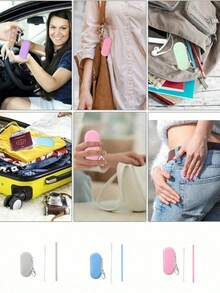 1-2 Reusable Silicone Straws With Storage Box - Foldable And Portable, Perfect For Travel And Parties - View 3