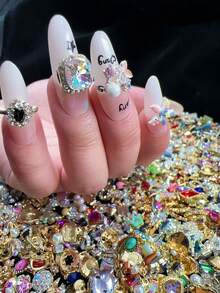 KIRAME 50 peças/100 peças Pingentes de Arte de Unhas Banhados a Ouro Autêntico em Liga Mista, Adequados para Decoração DIY de Arte de Unhas, Arte de Unhas em Casa, Salão de Unhas, Fornecedor de Arte de Unhas, Suprimentos de Arte de Unhas, Natal, Arte de Unhas de Halloween, Arte de Unhas de Verão & Viagem, Presentes de Feriado - Multicolorido - Visão 7