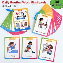 38 Words Kids Daily Routines English Flashcards Preschool Kindergarten Everyday Action Vocabulary Educational Cards Parent Child Interactive Toys - Multicolor - View 3