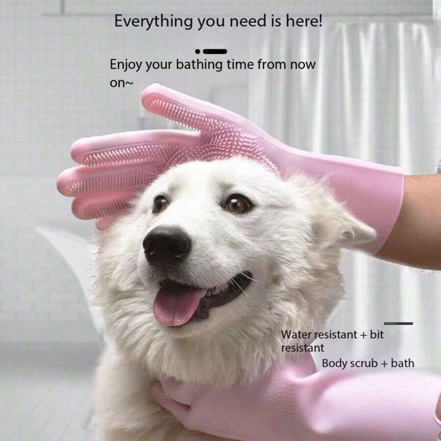 1 Pair Soft Silicone Pet Grooming Bath Brush Gloves, Gentle Bathing Massage Cleaning Tool For Dogs And Cats - View 1