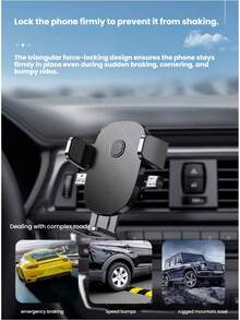 Dudukan Ponsel Navigasi Mobil, Pengait Ventilasi Udara, Pengunci Otomatis, Anti Guncangan, Braket yang Dapat Diputar - Hitam - View 4