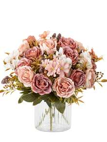 1/3pcs Artificial Peony Hydrangea Bouquet, Suitable For Home Decor, Autumn Decor, Outdoor Decor, Table Decor, Wedding Decor, Artificial Plants, Women's Gifts, Back To School Season - Pink - View 7