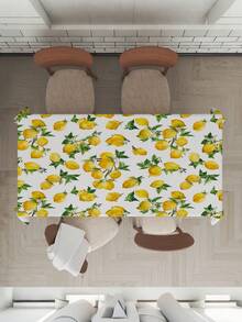 1pc,Watercolor Lemon Fresh Summer Botanical Tablecloth,Rectangular Tablecloth,Suitable For Picnic Or Party Decoration Tablecloth,Restaurant Decoration,Kitchen Decoration Tablecloth,Birthday Party And Home Decor - Multicolor - View 5