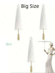 Classic White Paper Umbrella - UV Protection, Manual Open/Close, Suitable For Weddings, Photography, Cosplay, Parties - Multicolor - View 7